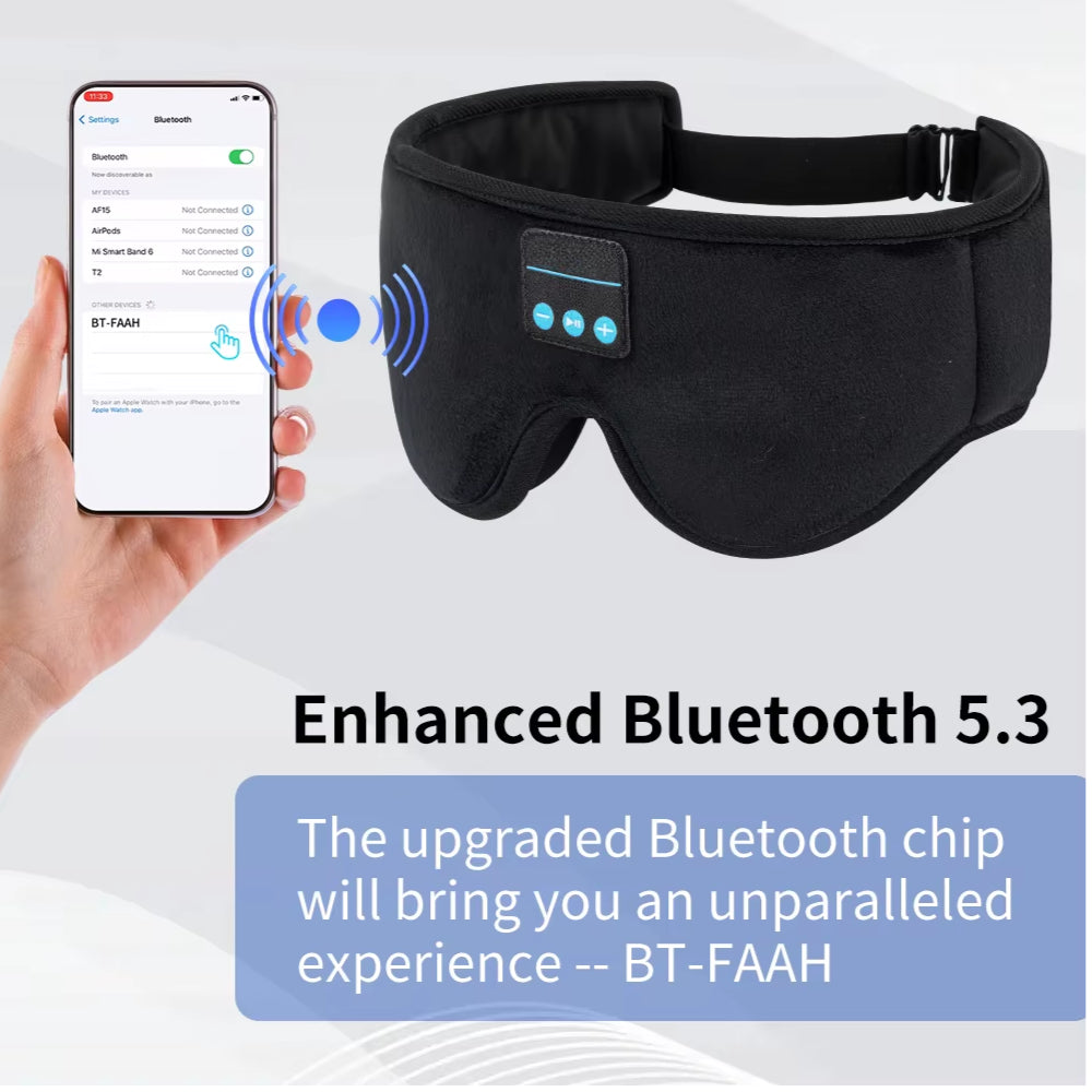 DreamTune 3D: Bluetooth Sleep Mask with Wireless Headset & Adjustable Eye Cover