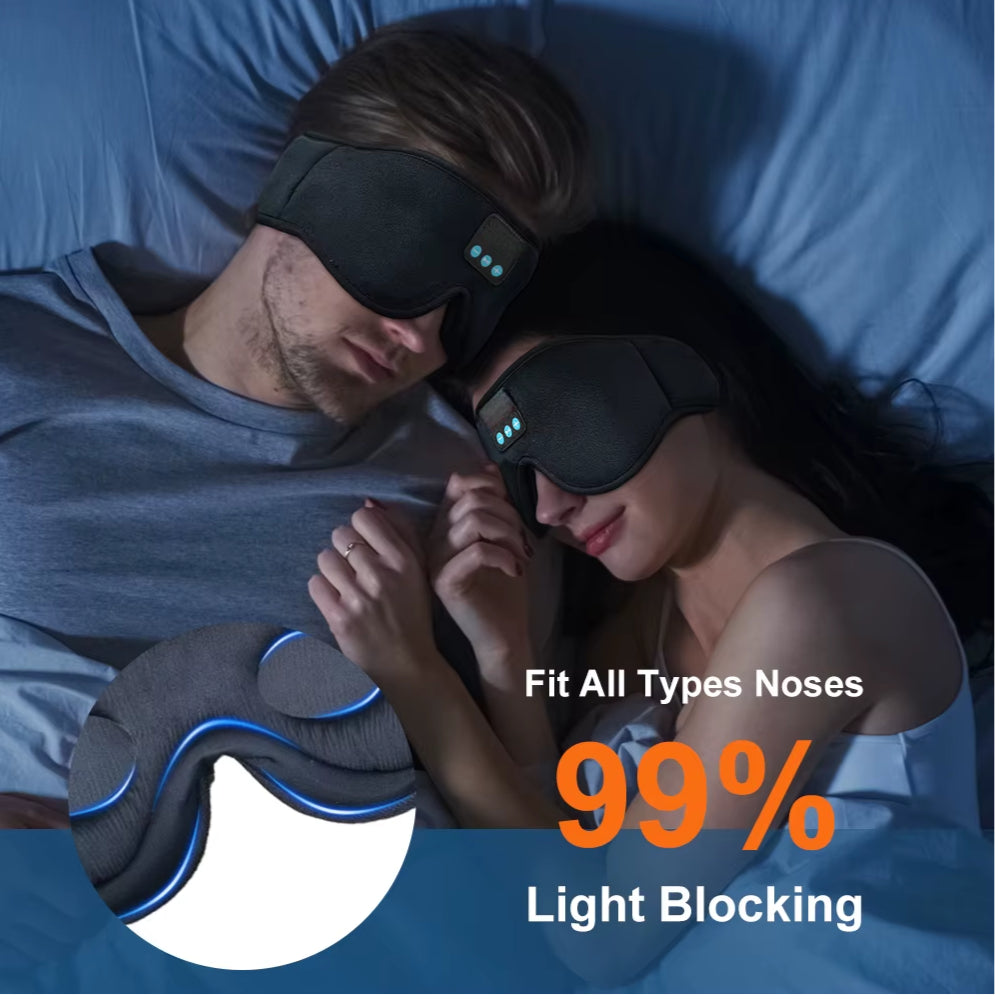 DreamTune 3D: Bluetooth Sleep Mask with Wireless Headset & Adjustable Eye Cover